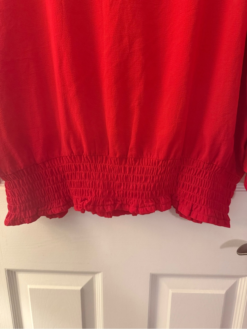 Michael Kors Red Wrap-Front Blouse with Tie Sleeves - Picture 6 of 8